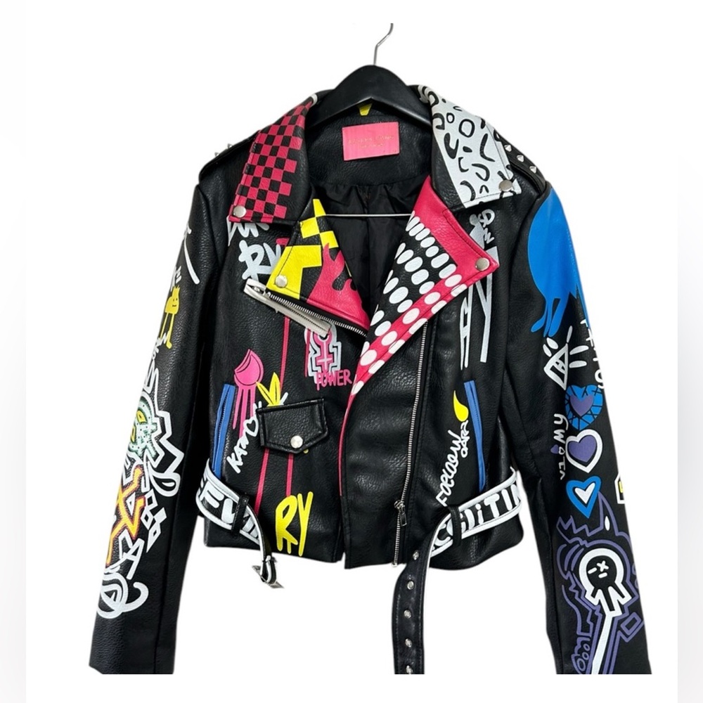 - Azalea Wang "Make Art" Graffiti Motorcycle Jacket